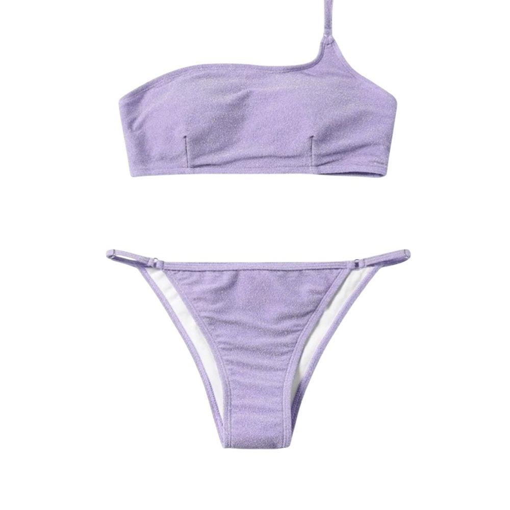 MOLYBELL Purple One Shoulder High Waisted Bikini